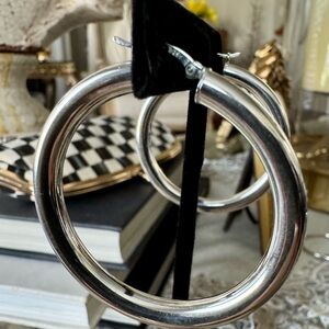 European Silver Hoop Earrings